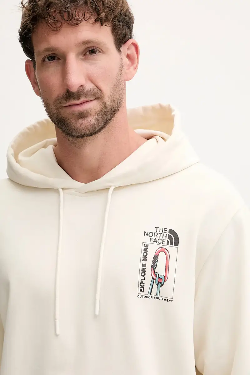 felpa in cotone Explore Gear Relaxed uomo colore beige con cappuccio NF0A8F2KQLI1 miniatura 4