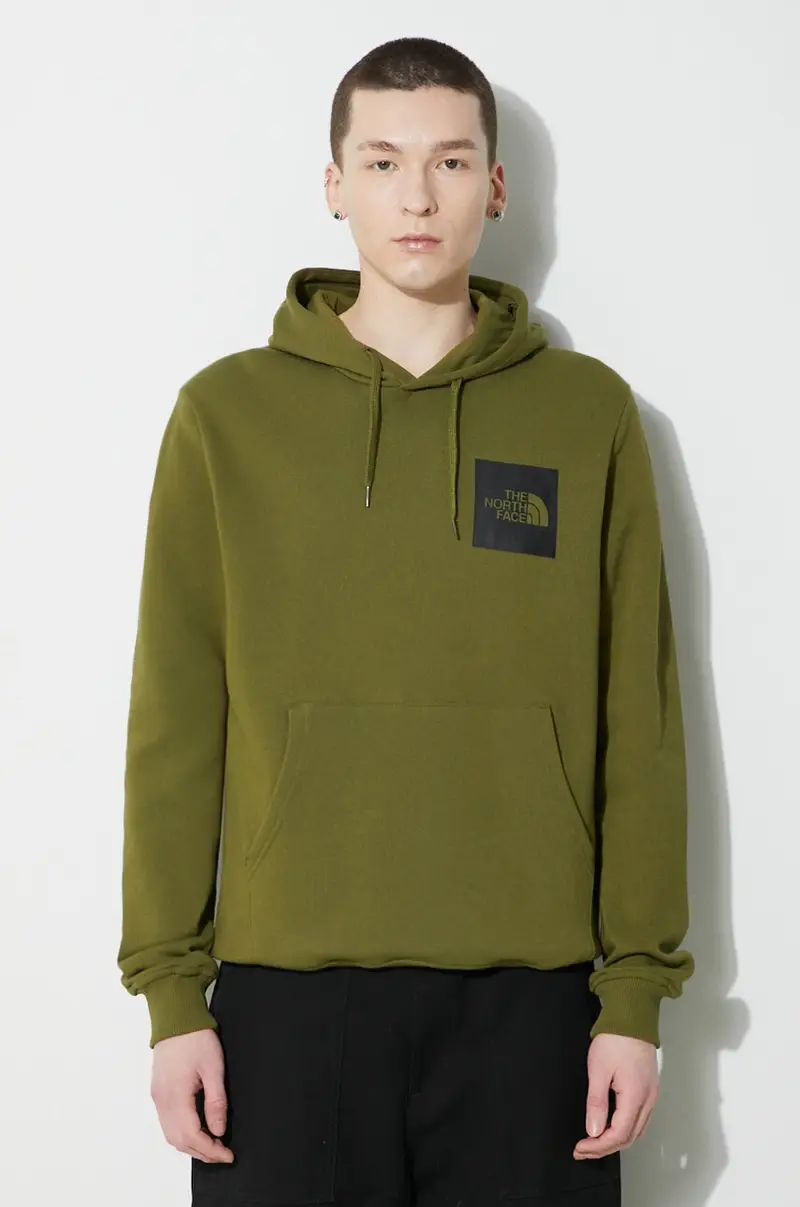 felpa in cotone Fine Hoodie uomo colore verde con cappuccio NF0A5ICXPIB1