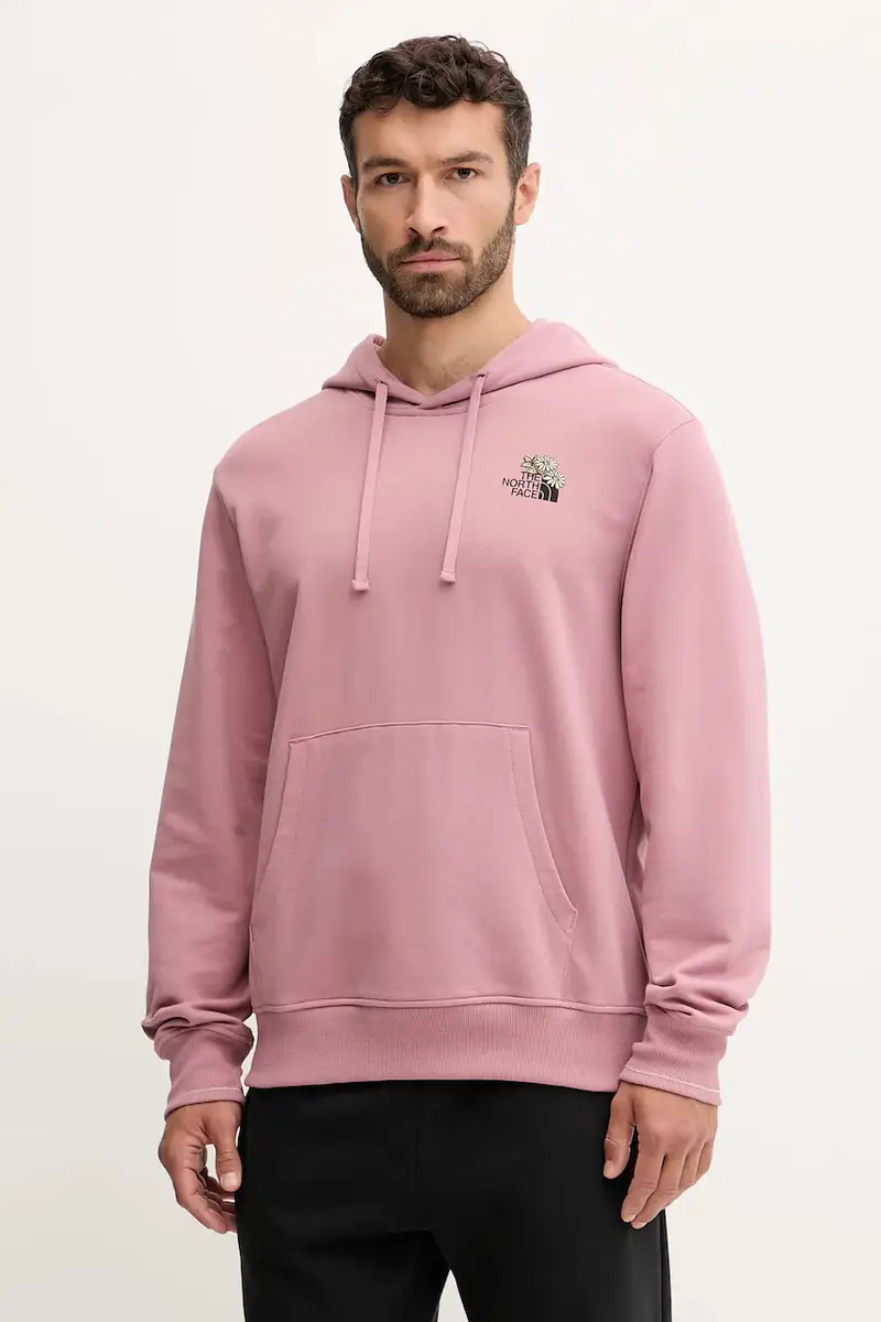 felpa in cotone Flowe Dome uomo colore rosa con cappuccio NF0A8EGZHCS1