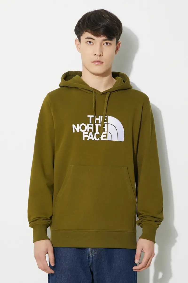 felpa in cotone Light Drew Peak Pullover Hoodie uomo colore verde con cappuccio con applicazione NF00A0TEPIB1