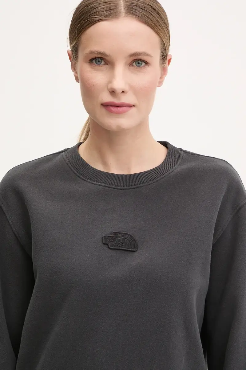 felpa in cotone Nature Relaxed donna colore grigio con applicazione NF0A8BVXJK31 miniatura 4