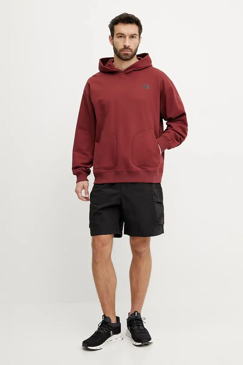 felpa in cotone Nuptse Oversized uomo colore rosso con cappuccio NF0A8C3V0VO1 miniatura 2