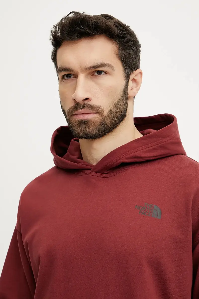 felpa in cotone Nuptse Oversized uomo colore rosso con cappuccio NF0A8C3V0VO1 miniatura 4