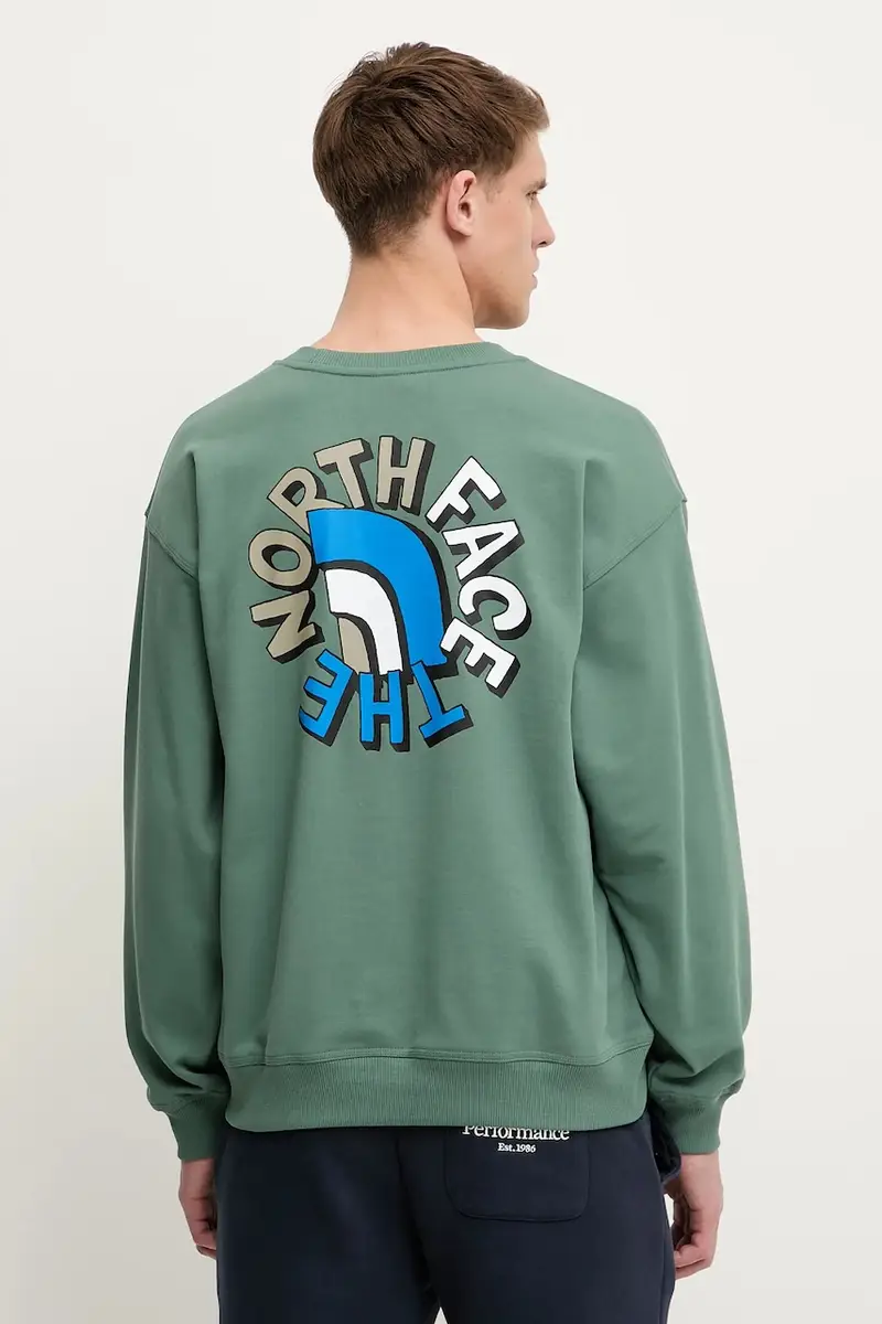 felpa in cotone Nuptse Oversized uomo colore verde NF0A8C3UHCH1