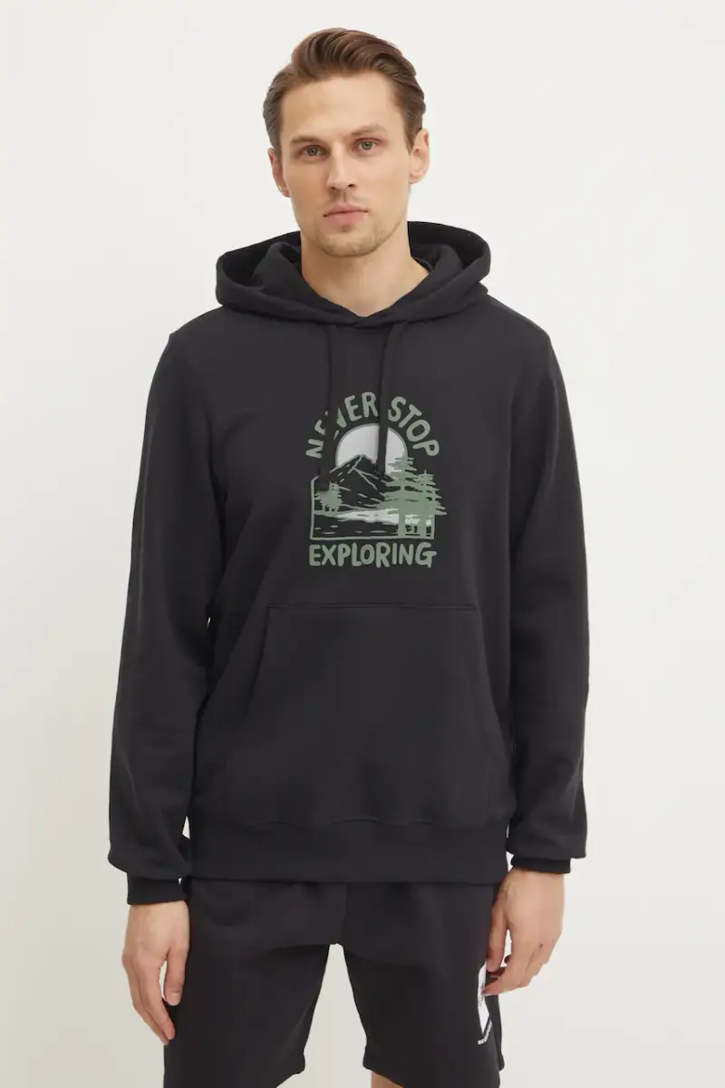 felpa in cotone Outdoor Graphic uomo colore nero con cappuccio NF0A8C20JK31