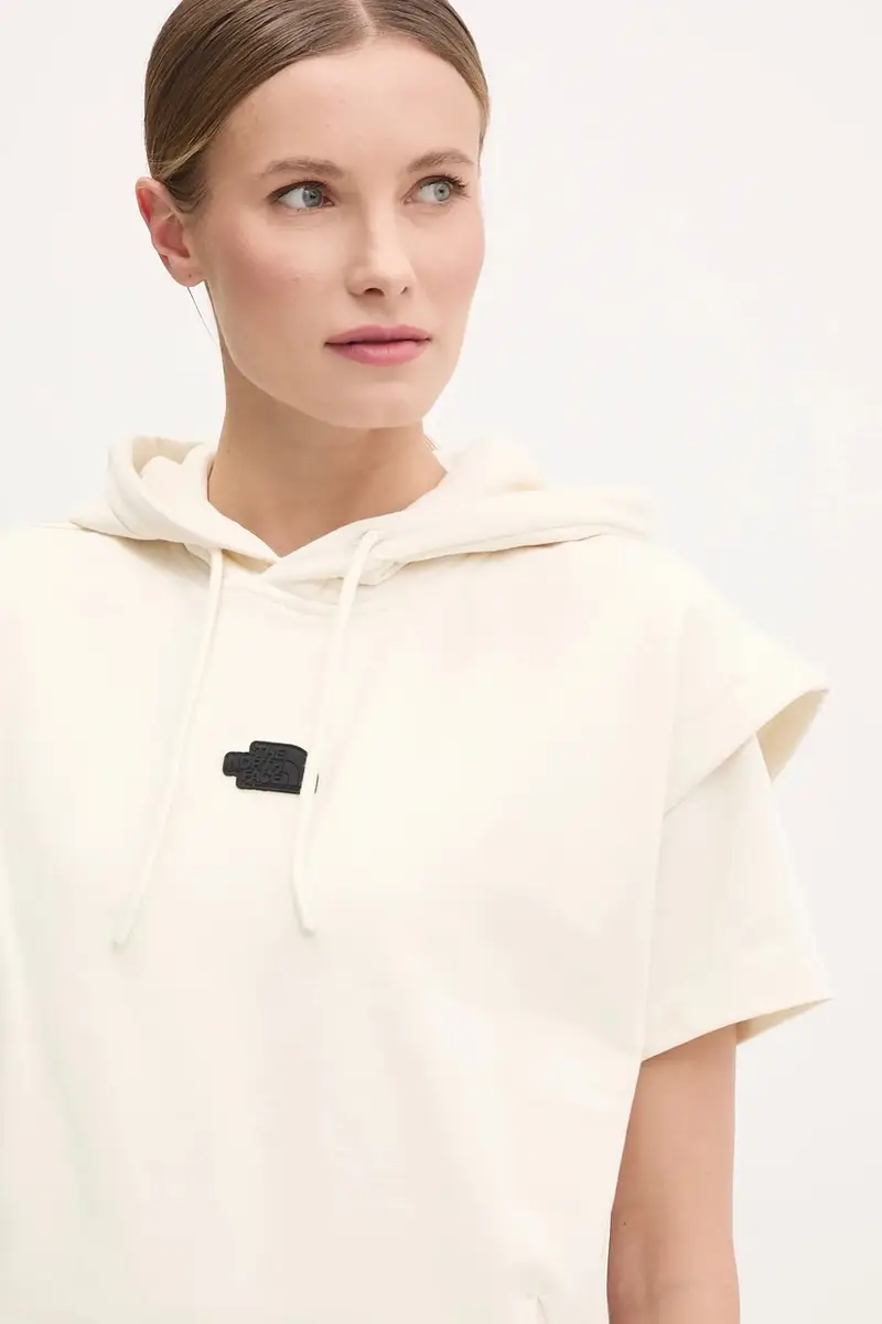 felpa in cotone Relaxed donna colore beige con cappuccio NF0A8BW2QLI1 miniatura 4