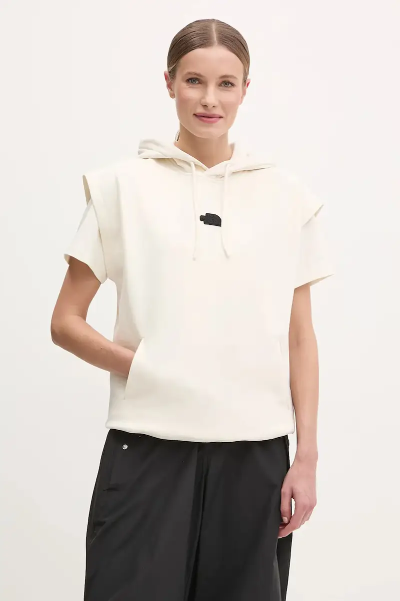 felpa in cotone Relaxed donna colore beige con cappuccio NF0A8BW2QLI1