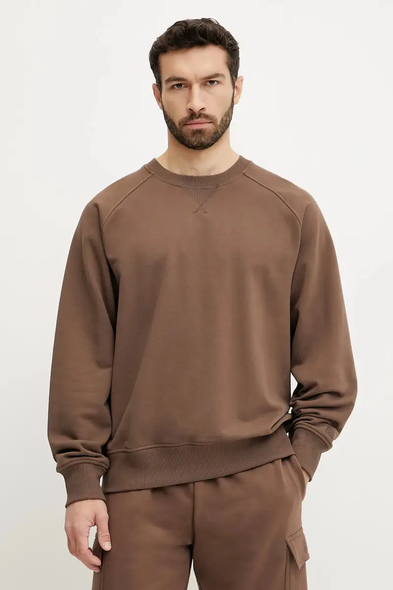 felpa in cotone Relaxed uomo colore marrone con applicazione NF0A8C361OI1