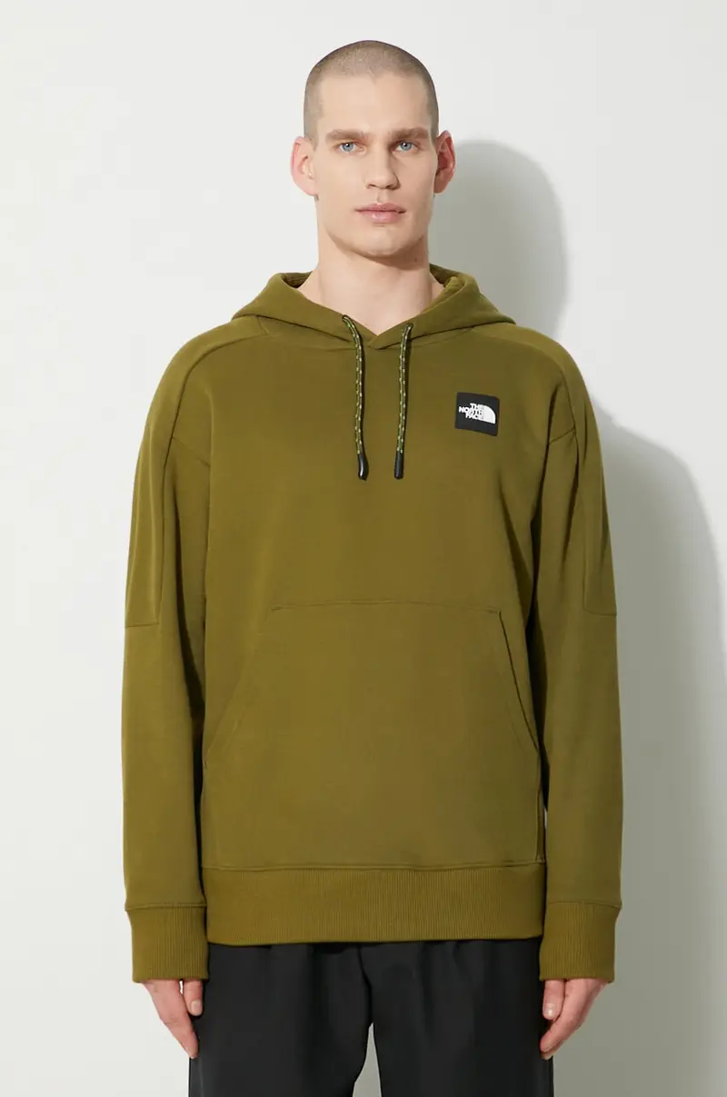 felpa in cotone U The 489 Hoodie uomo colore verde con cappuccio con applicazione NF0A87D7PIB1