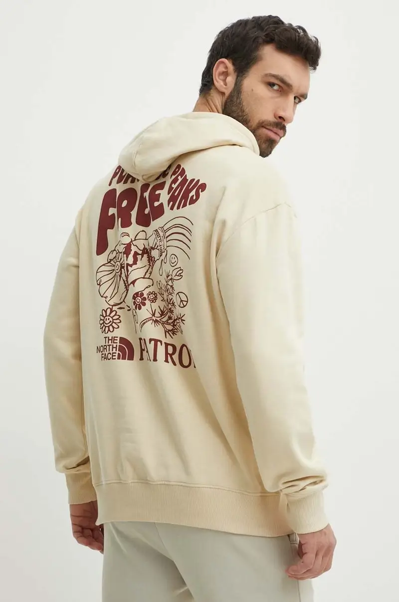 felpa in cotone uomo colore beige con cappuccio NF0A87DV3X41