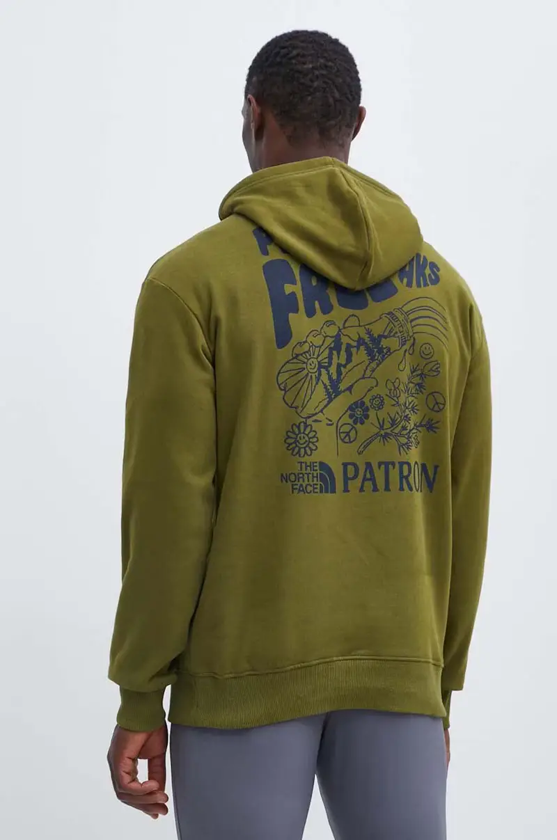 felpa in cotone uomo colore verde con cappuccio NF0A87DVPIB1