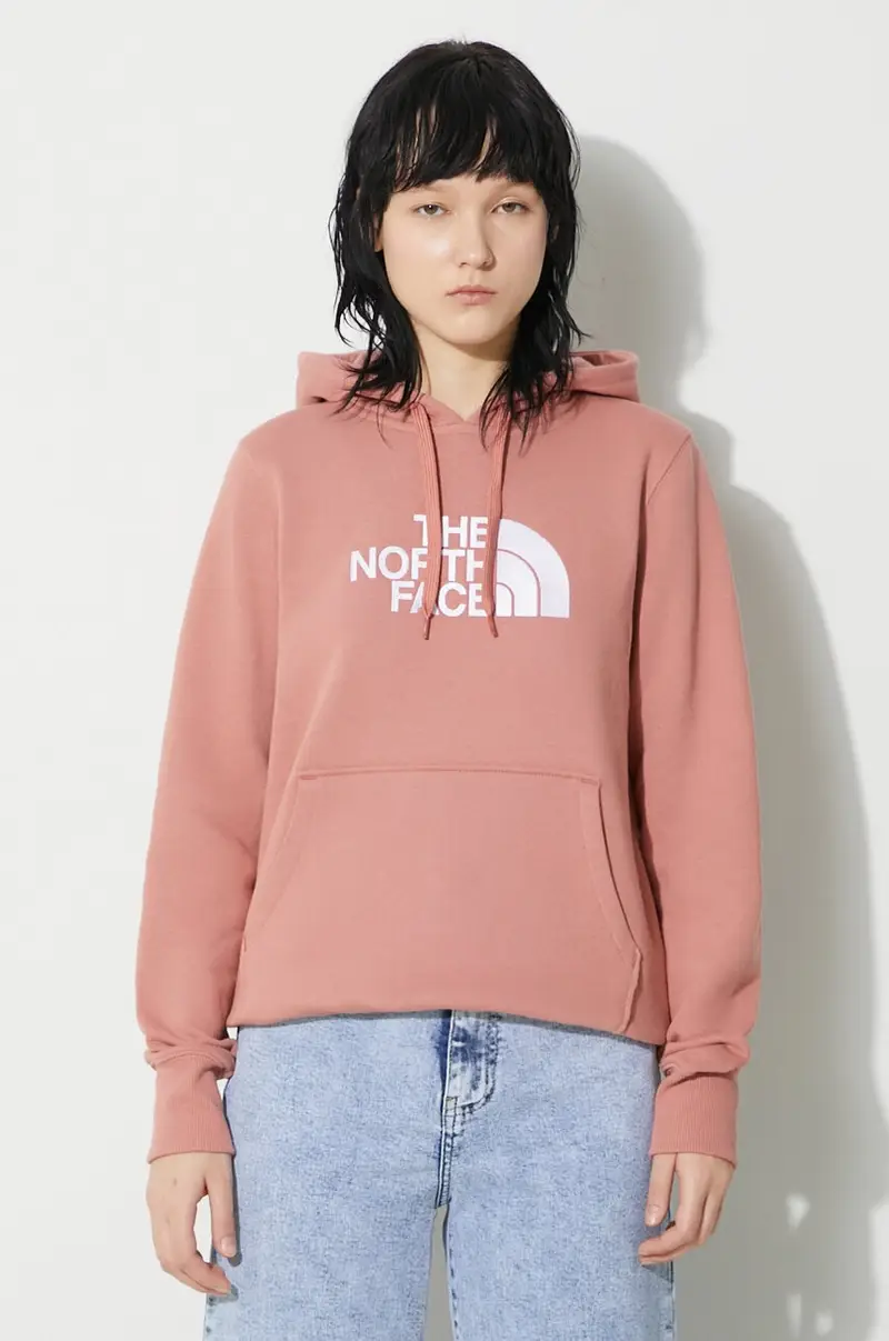 felpa in cotone W Drew Peak Pullover Hoodie donna colore rosa con cappuccio NF0A55ECNXQ1