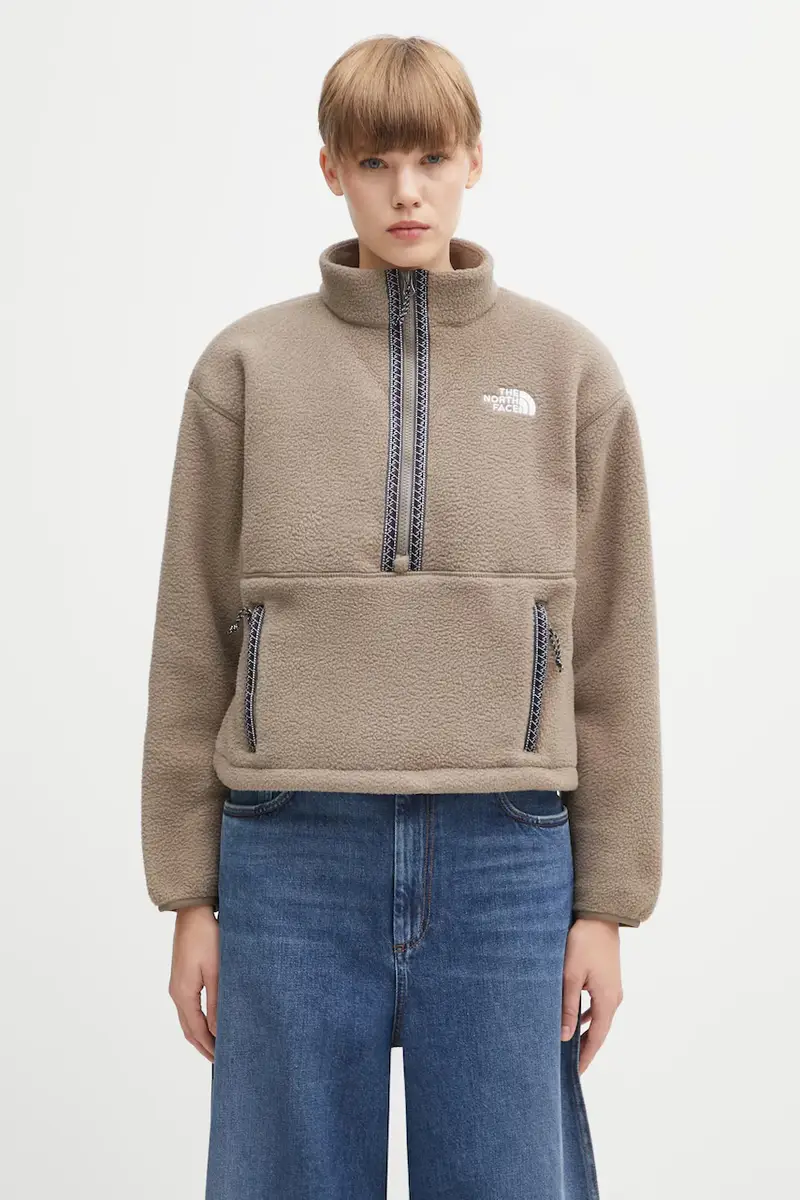 felpa in pile Fleeski 1/4 zip donna colore marrone NF0A88Z3BOW1