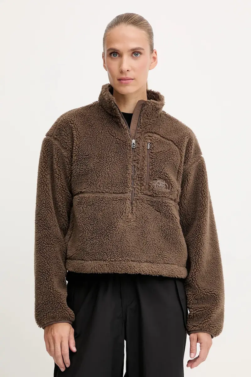 felpa in pile TNF Extreme Pile donna colore marrone con cappuccio NF0A88ZC1OI1