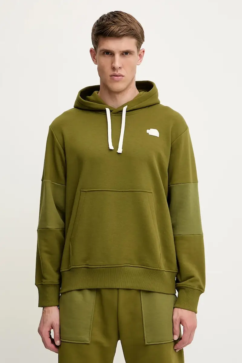 felpa Terry Relaxed colore verde con cappuccio NF0A8C2BPIB1