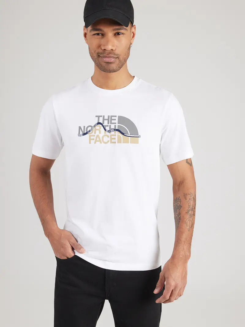 Maglietta Mountain Line beige / blu scuro / grigio / bianco miniatura 2