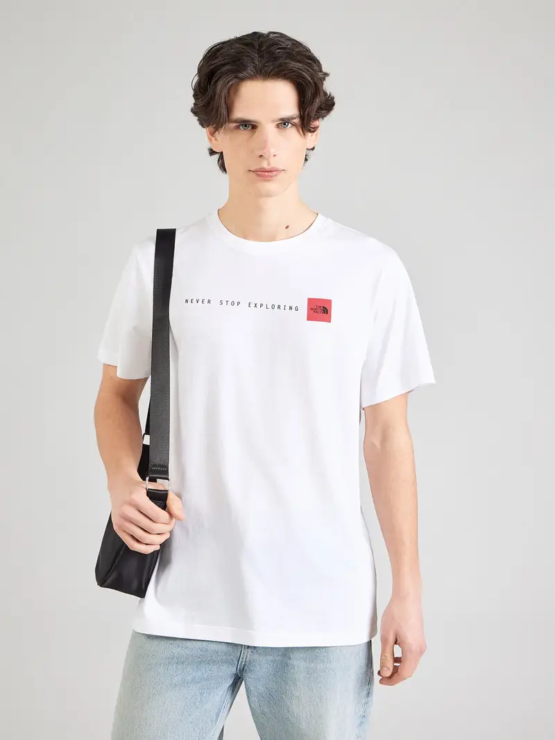 Maglietta NEVER STOP EXPLORING rosso / nero / bianco miniatura 3