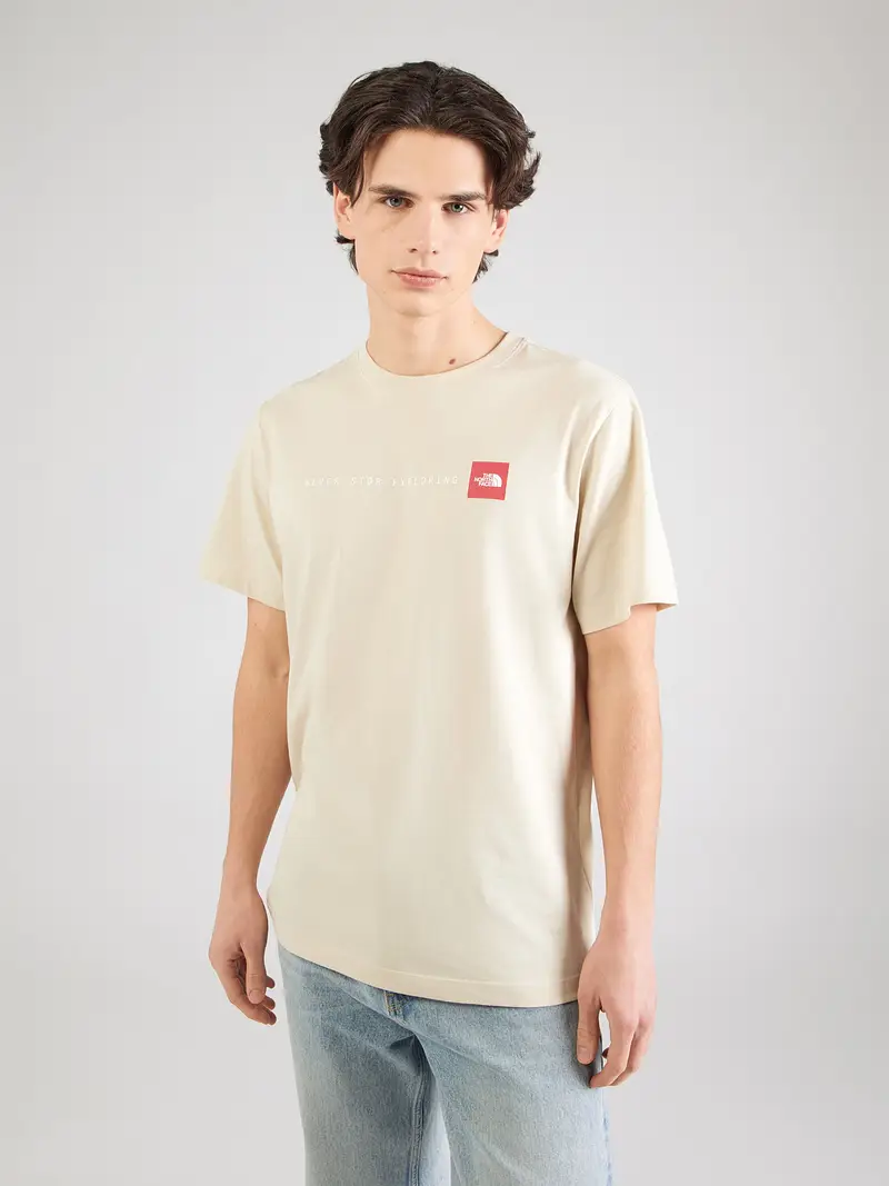 Maglietta pietra / rosso acceso miniatura 2