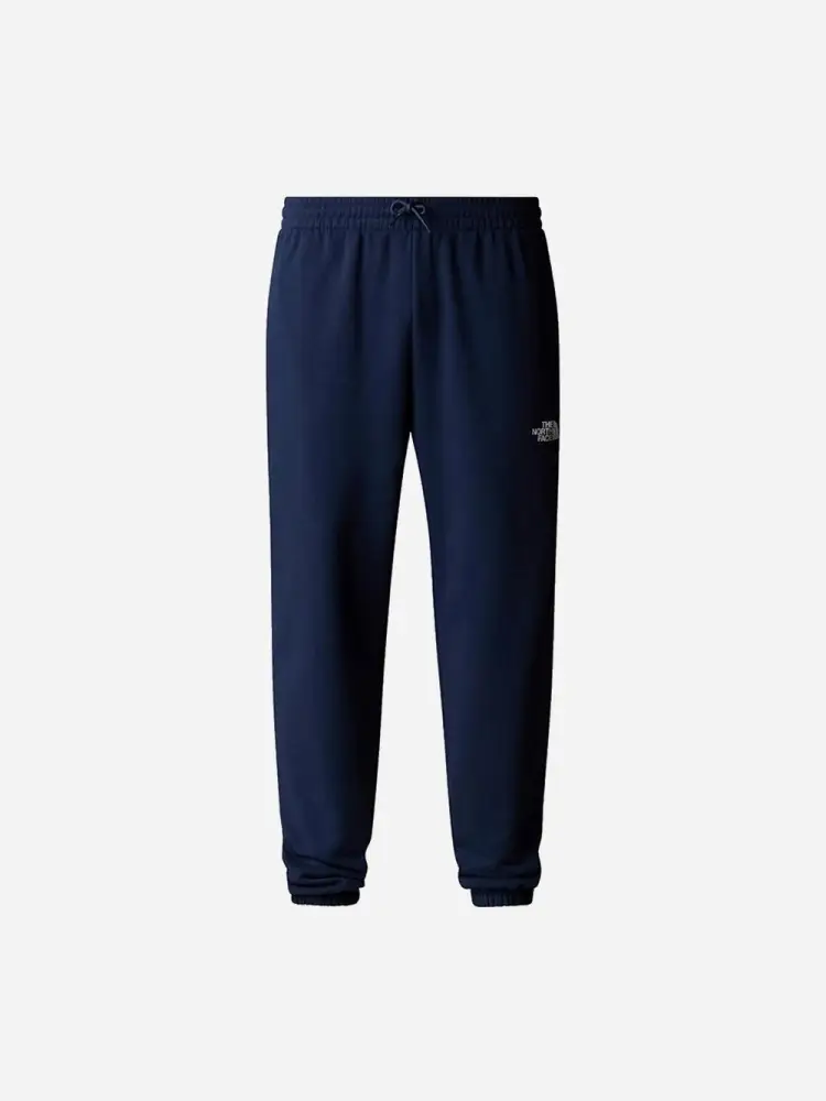 pantalone joggers simple dome in cotone felpato blu con micro logo