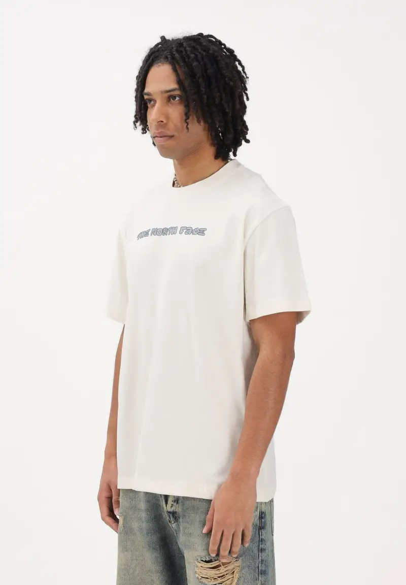 T-shirt a manica corta Logo Twist Relaxed panna da uomo