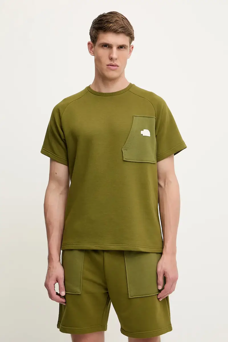t-shirt Terry Relaxed colore verde con applicazione NF0A8C28PIB1