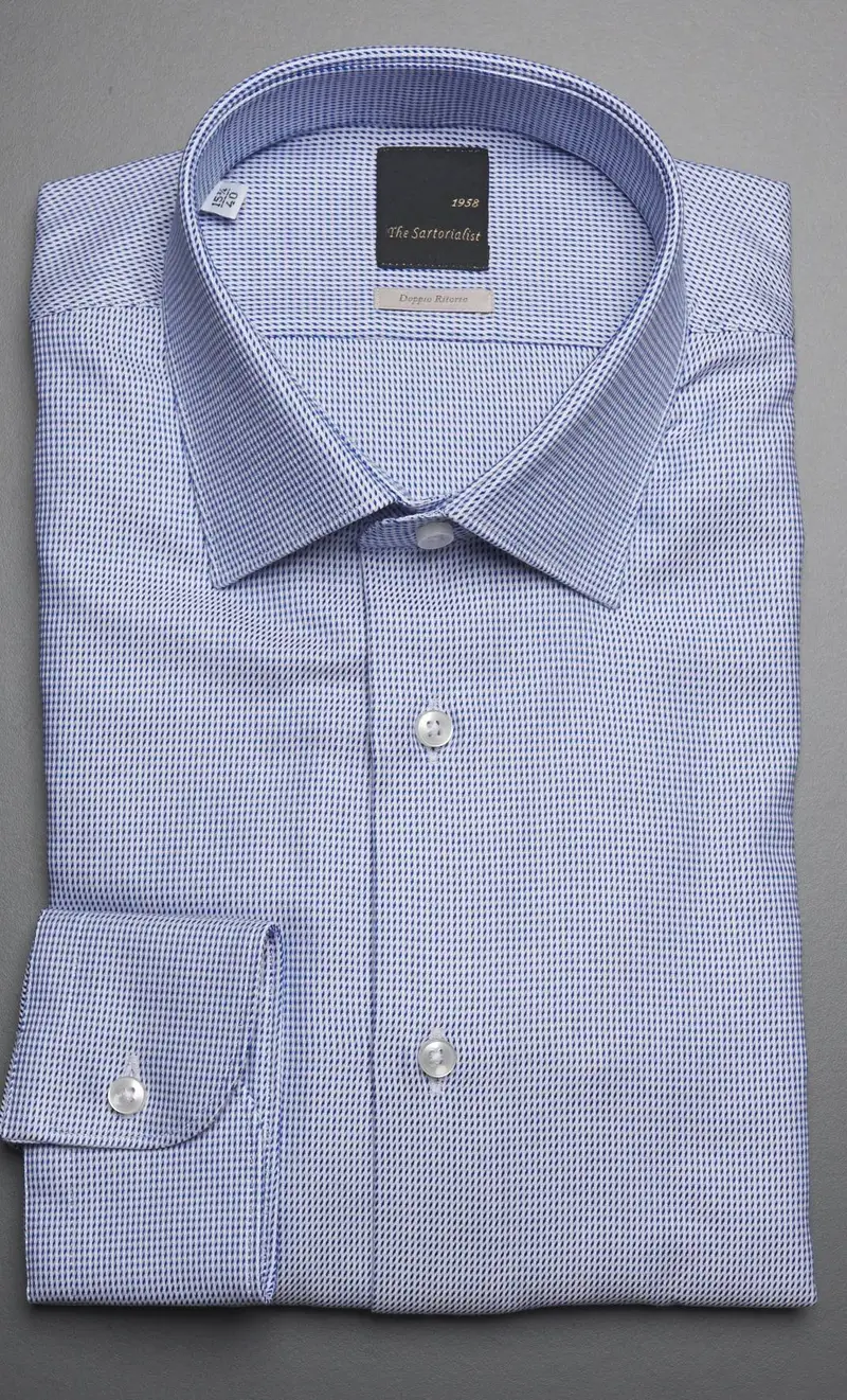 Camicia a fantasia the sartorialist doppio ritorto celeste, colore celeste