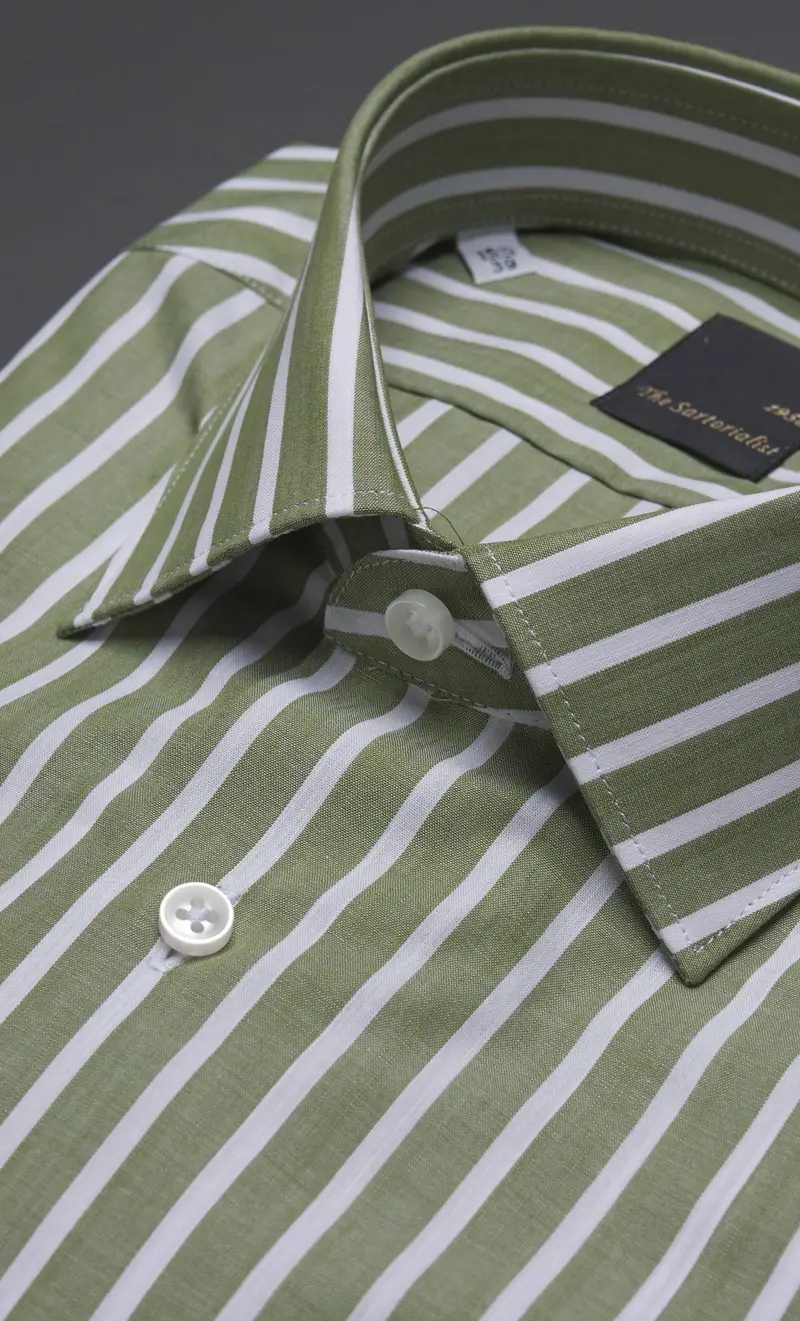 Camicia a riga larga the sartorialist verde - slim fit, colore verde miniatura 2