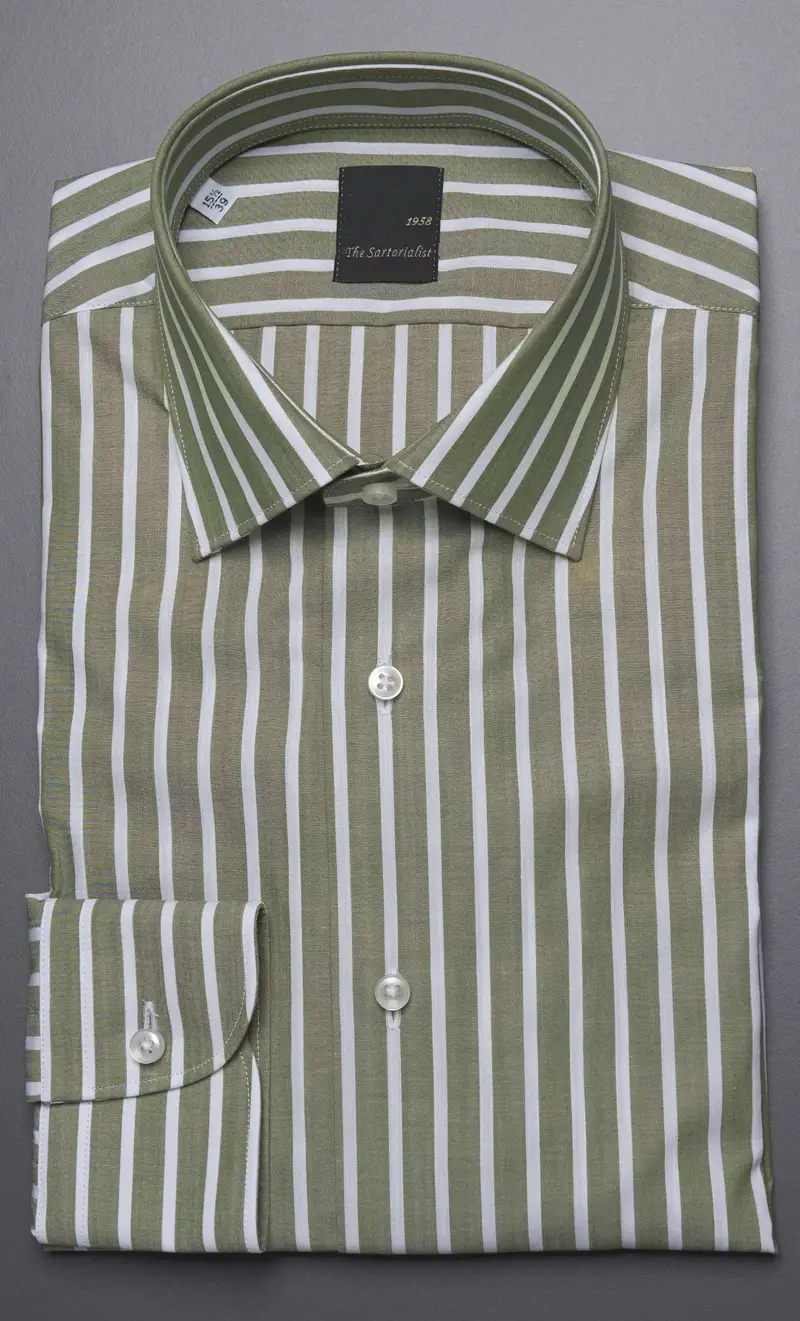 Camicia a riga larga the sartorialist verde - slim fit, colore verde