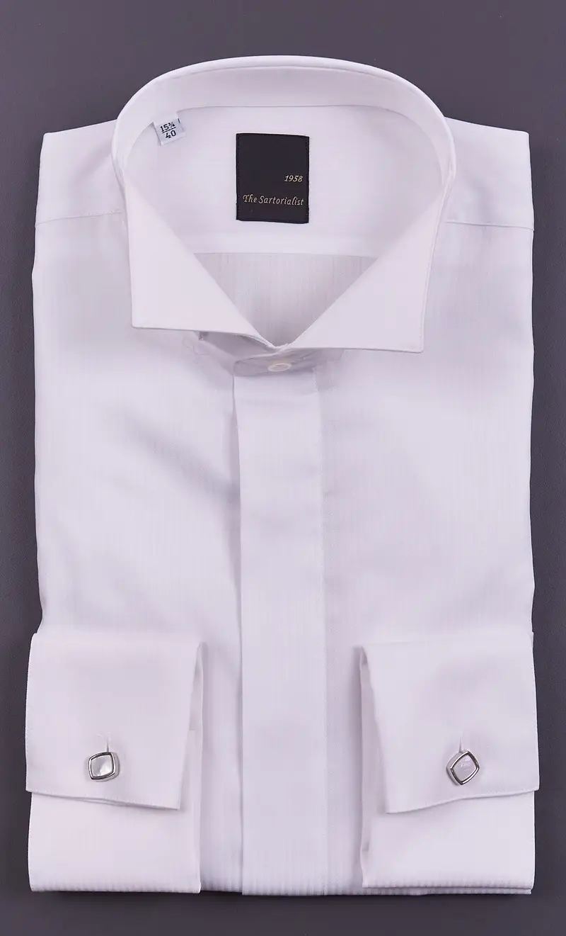Camicia diplomatica the sartorialist bianca con polso gemello, colore bianco