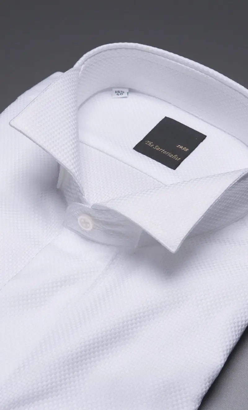Camicia diplomatica the sartorialist bianca operata con polso gemello, colore bianco miniatura 2