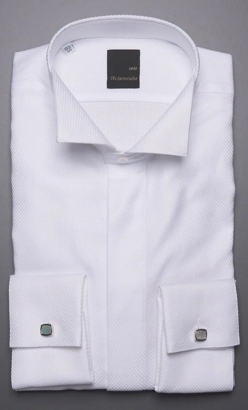 Camicia diplomatica the sartorialist bianca operata con polso gemello, colore bianco