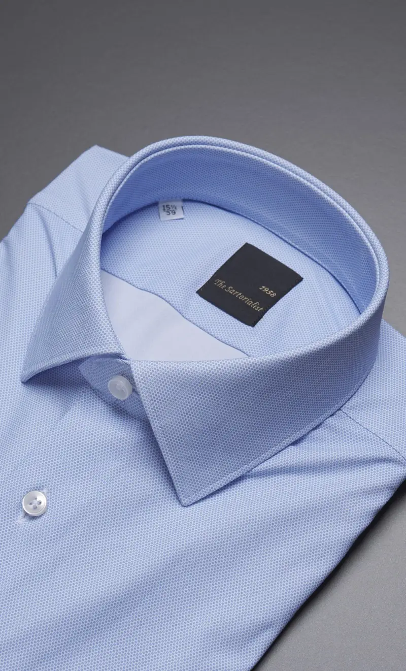 Camicia microfantasia the sartorialist tecnica super stretch, colore celeste miniatura 2