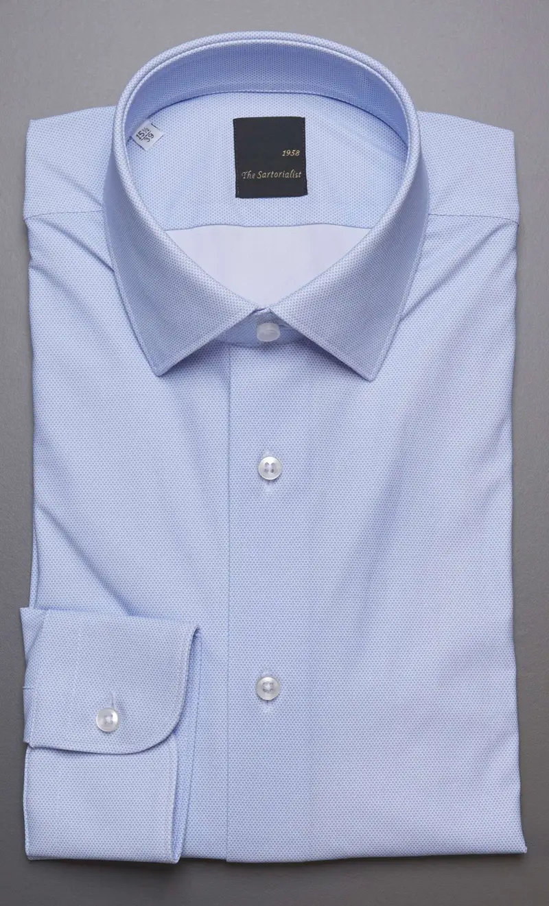Camicia microfantasia the sartorialist tecnica super stretch, colore celeste