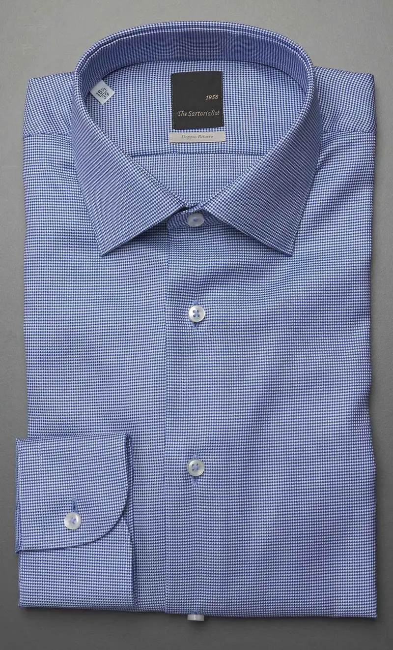 Camicia pied de poule the sartorialist doppio ritorto celeste, colore celeste