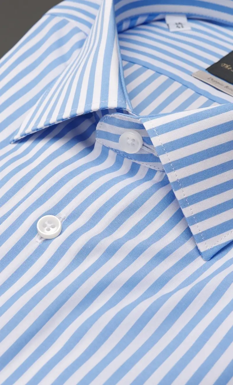 Camicia riga larga the sartorialist doppio ritorto celeste - slim fit, colore celeste miniatura 2