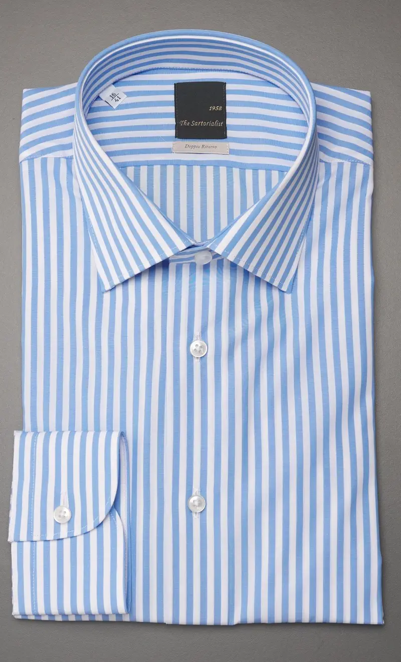 Camicia riga larga the sartorialist doppio ritorto celeste - slim fit, colore celeste