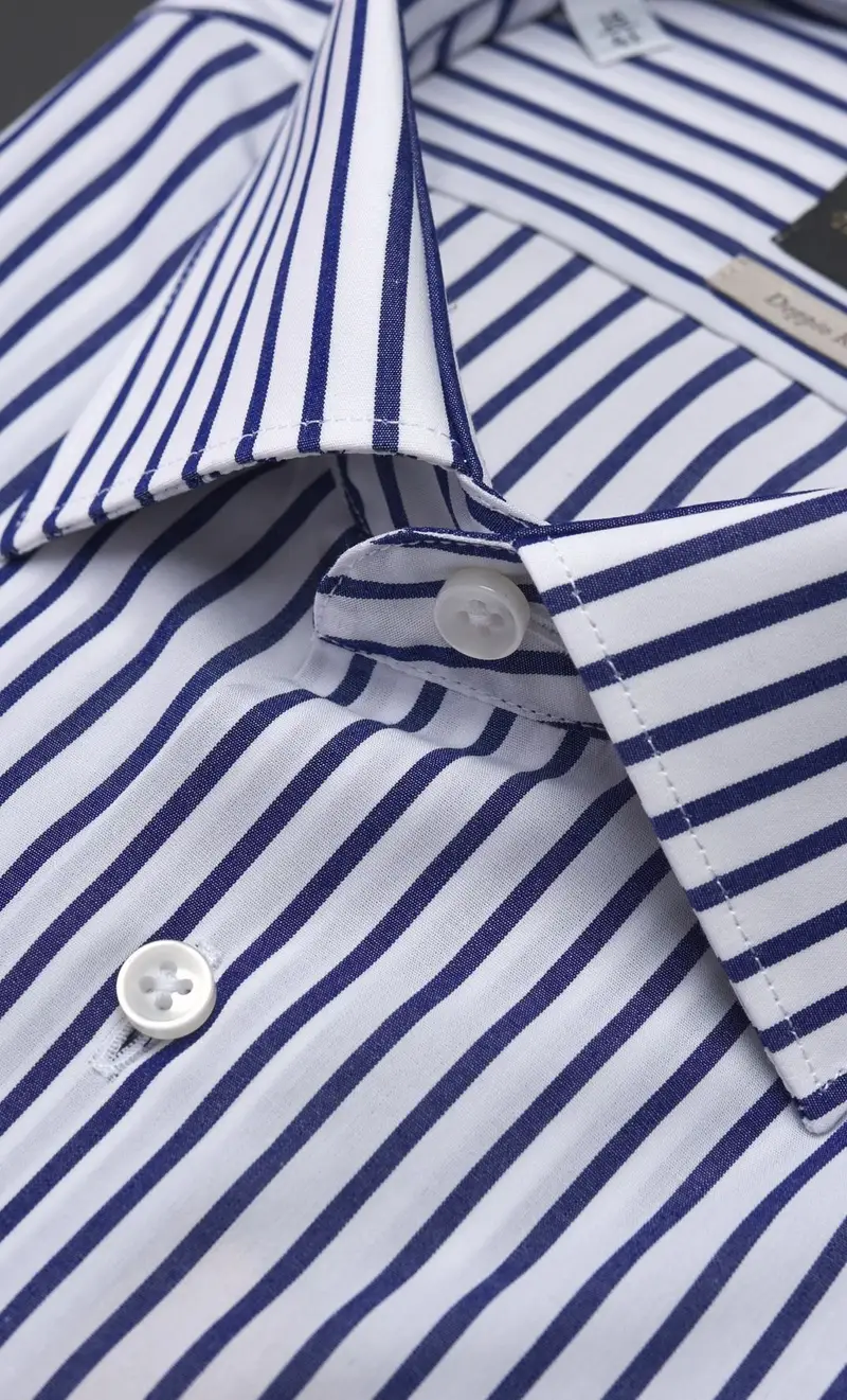 Camicia riga larga the sartorialist doppio ritorto regolare, colore bluette miniatura 2