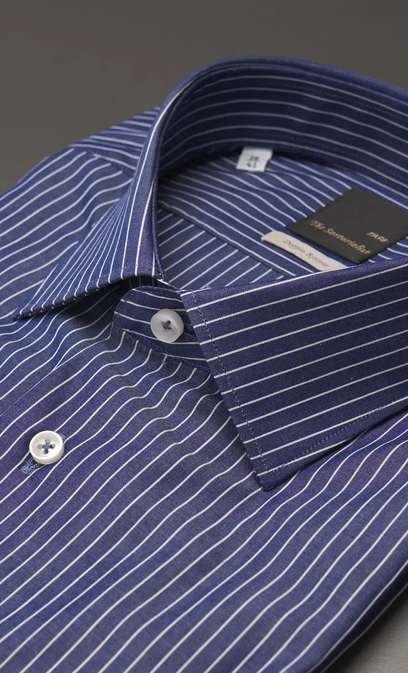 Camicia rigata the sartorialist doppio ritorto blu - regular fit, colore blu miniatura 2