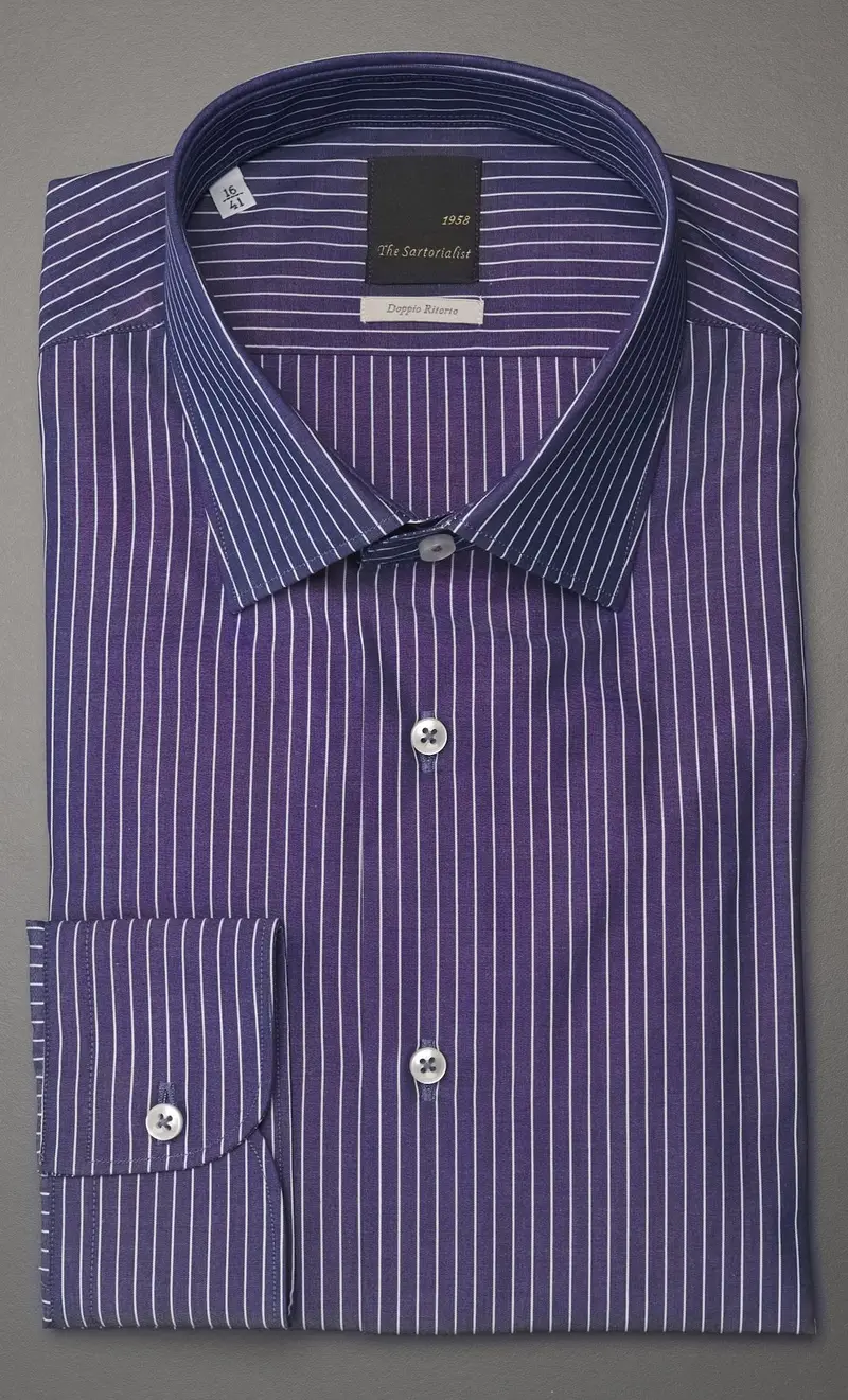 Camicia rigata the sartorialist doppio ritorto blu - regular fit, colore blu