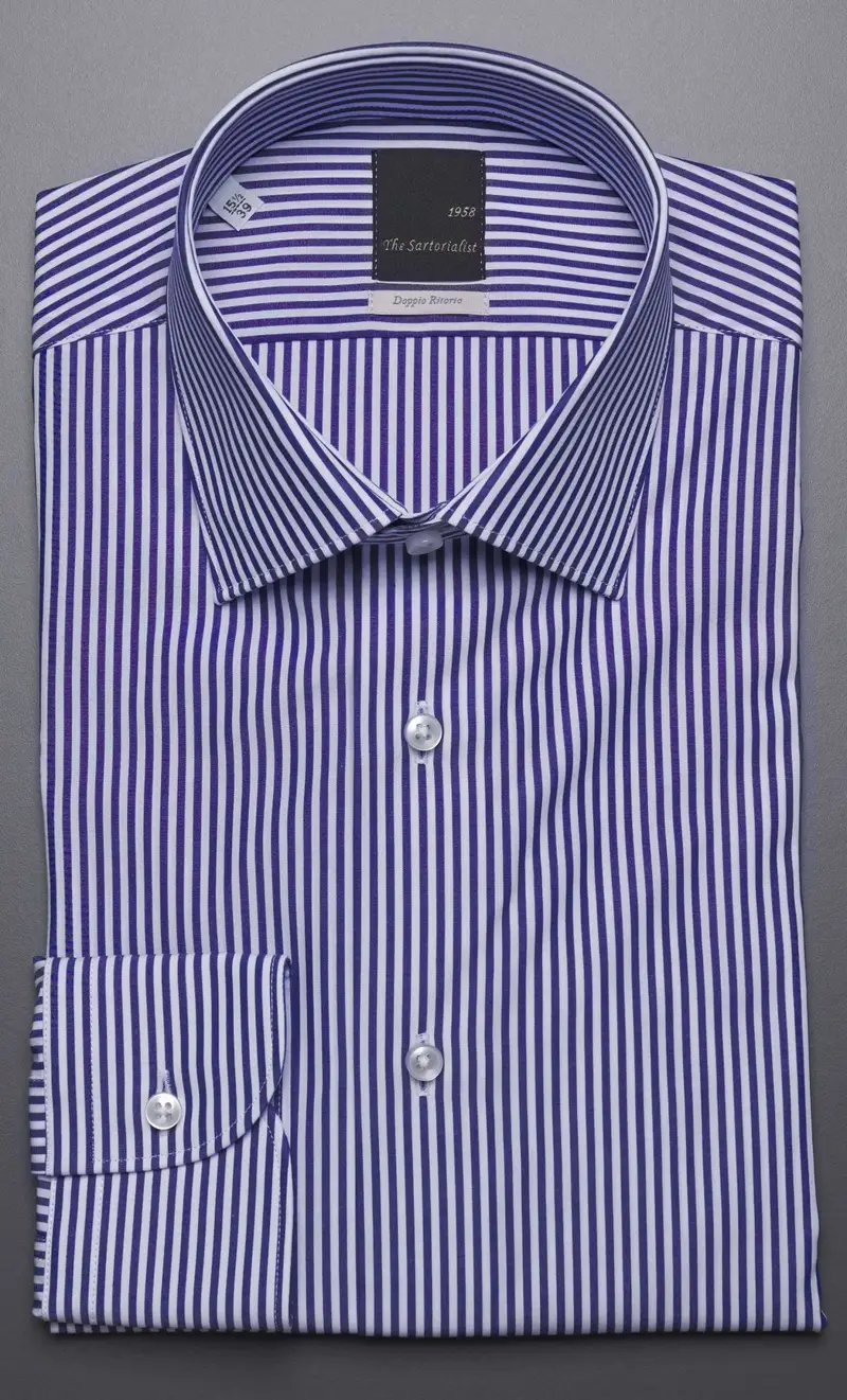 Camicia rigata the sartorialist doppio ritorto blu - slim fit, colore blu