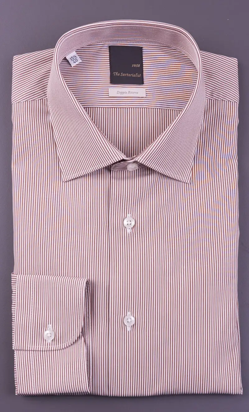 Camicia rigata the sartorialist doppio ritorto, colore moro
