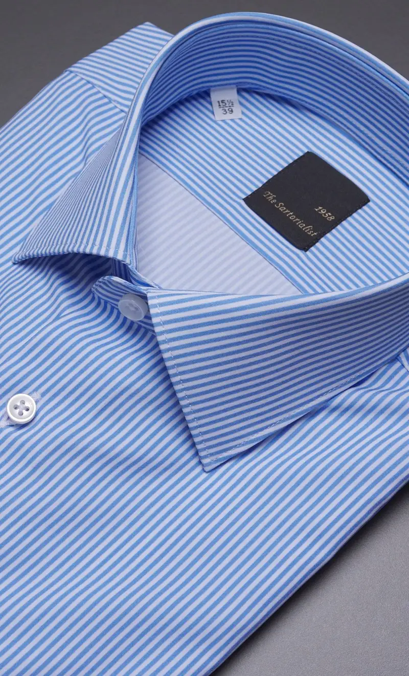 Camicia rigata the sartorialist tecnica super stretch, colore celeste miniatura 2