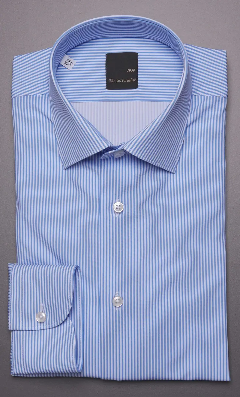 Camicia rigata the sartorialist tecnica super stretch, colore celeste