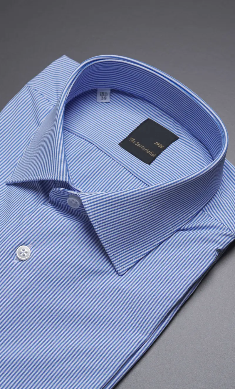 Camicia tecnica the sartorialist rigata super stretch, colore celeste miniatura 2