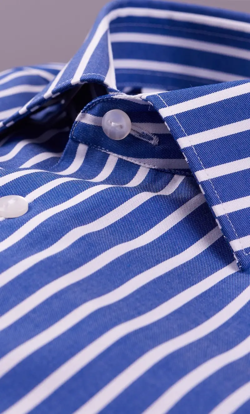 Camicia the sartorialist a righe no stiro, colore blu miniatura 2