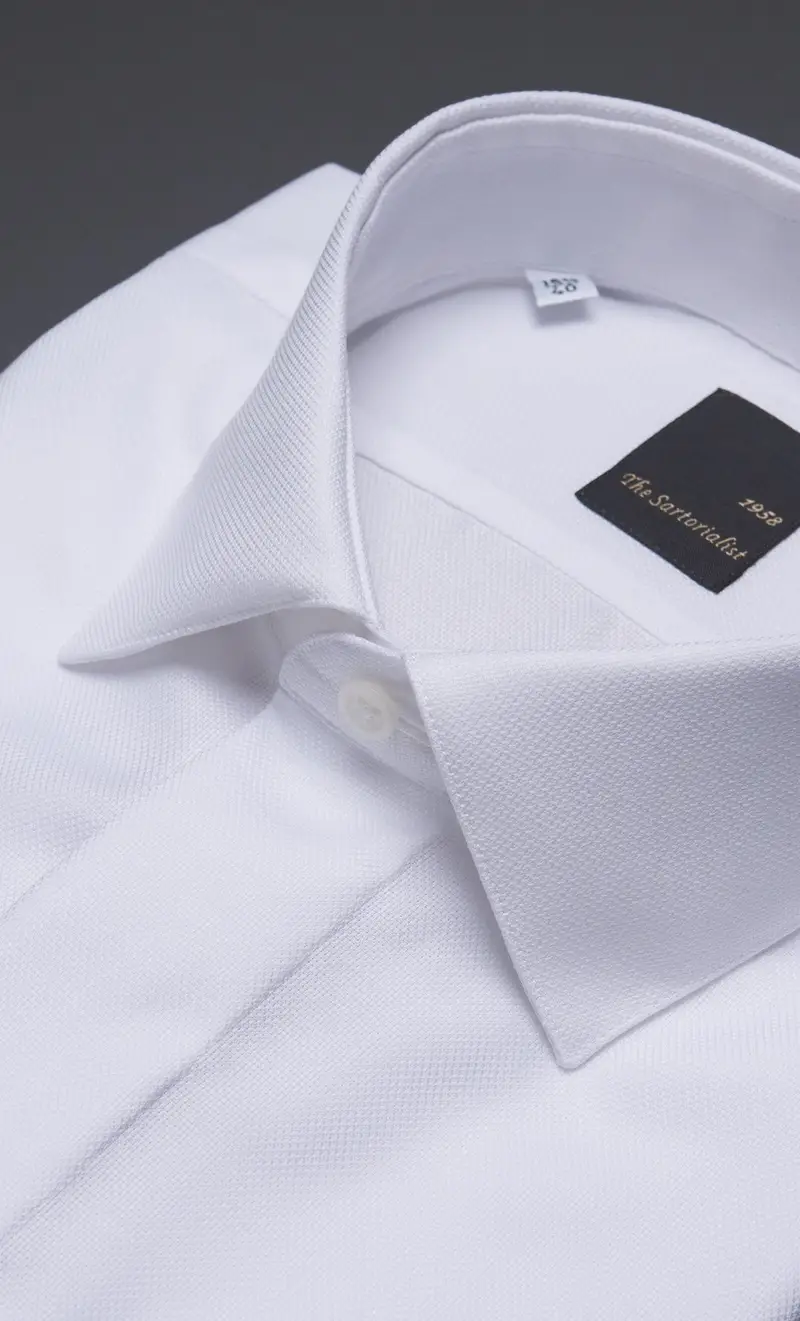 Camicia the sartorialist bianca con bottoni coperti, colore bianco miniatura 2