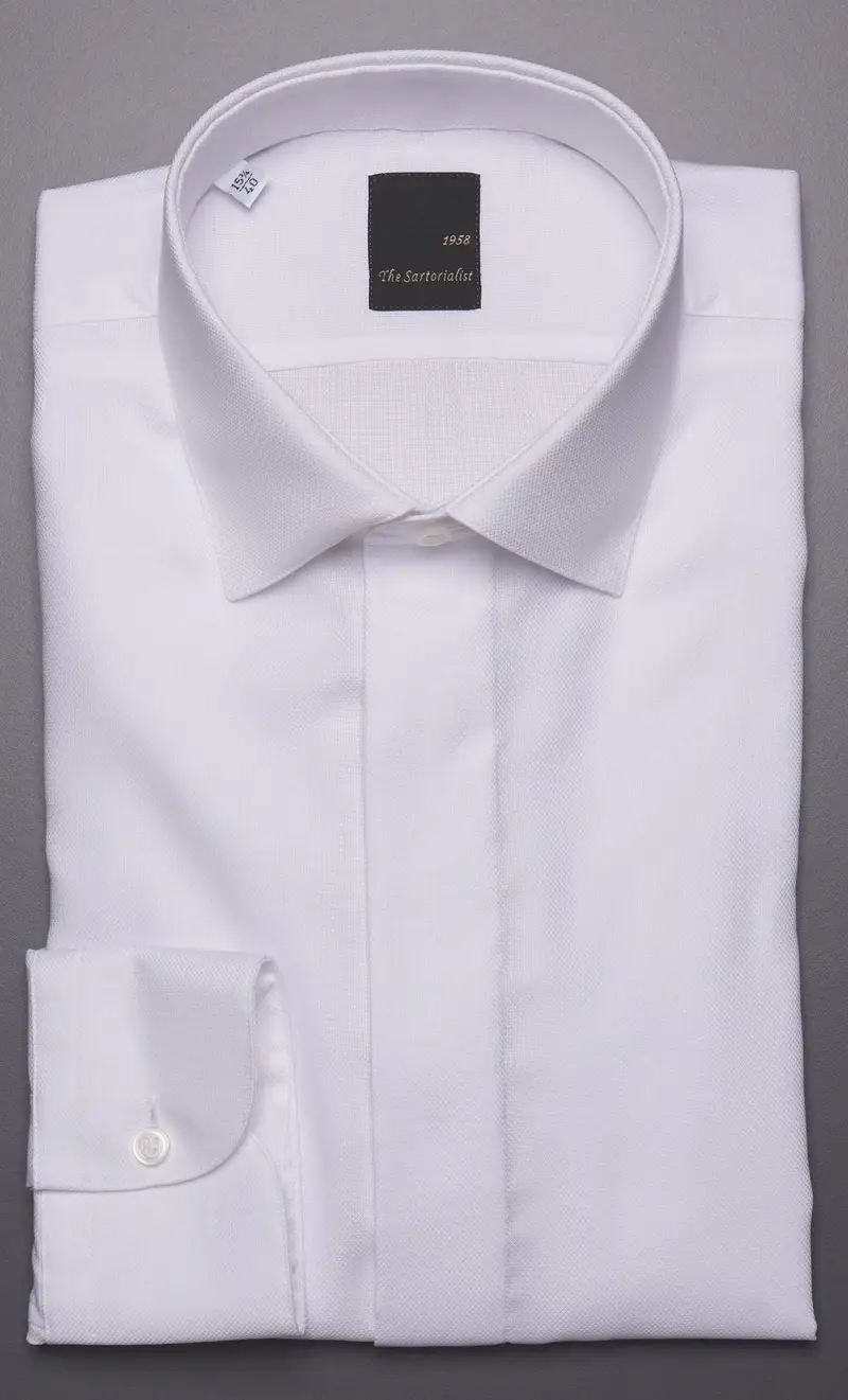 Camicia the sartorialist bianca con bottoni coperti, colore bianco