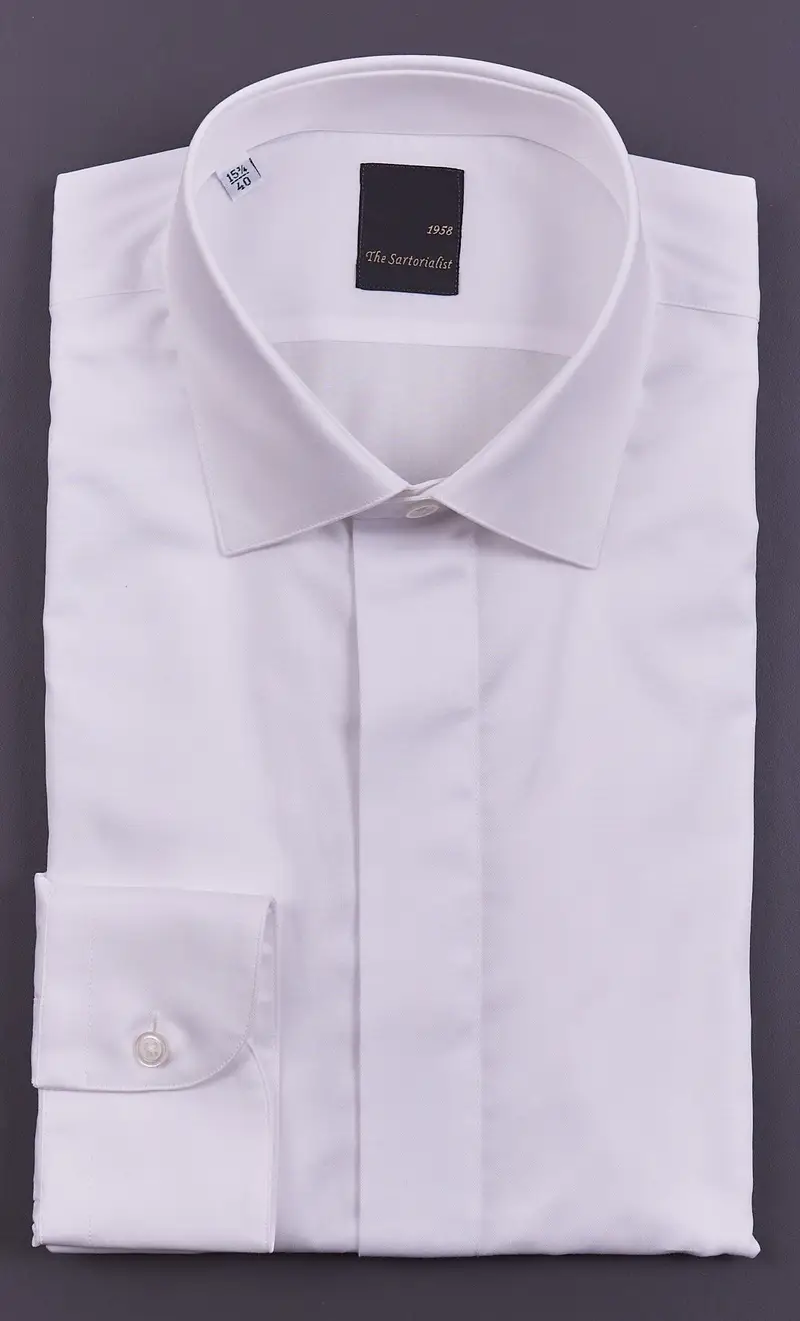 Camicia the sartorialist bianca con bottoni coperti modern fit, colore bianco