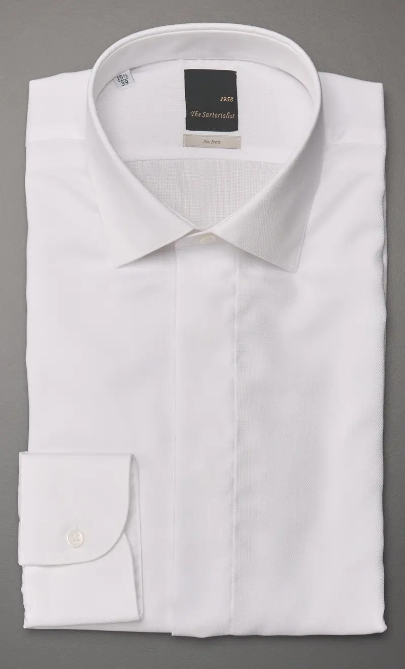 Camicia the sartorialist bianca no stiro con bottoni coperti - slim fit, colore bianco