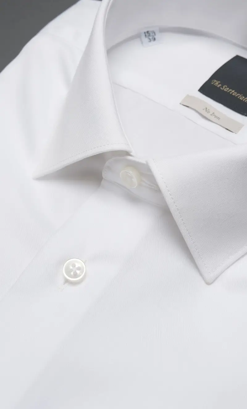 Camicia the sartorialist liscia bianca no stiro, colore bianco miniatura 2